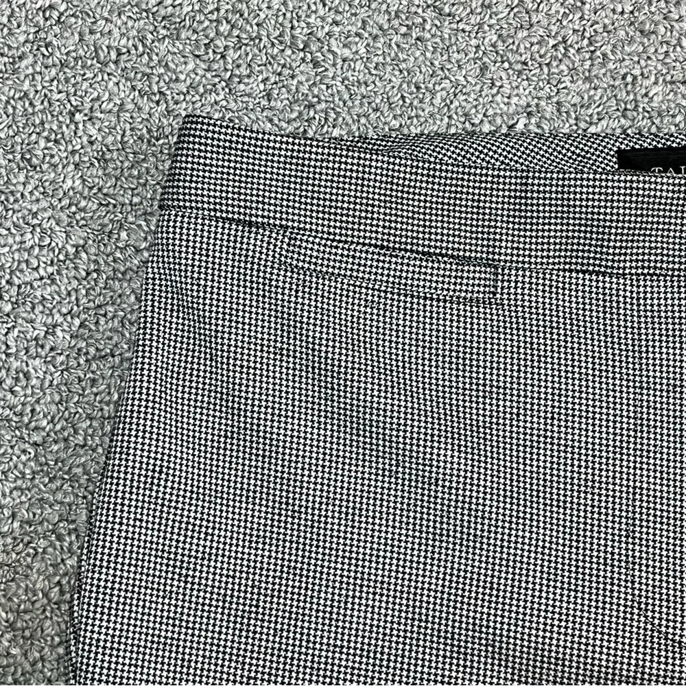 Talbots Houndstooth Plaid Pleated Wide Leg Pants Womens Size 6 Gray Stretch